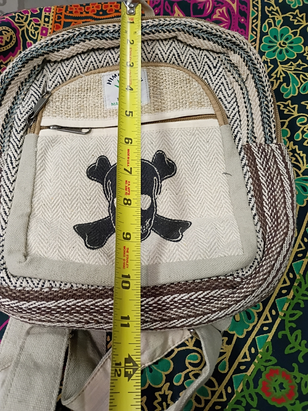 NWOT Himalayan Hemp Skull Patch Mini Backpack - Natural & Brown - Picture 4 of 7